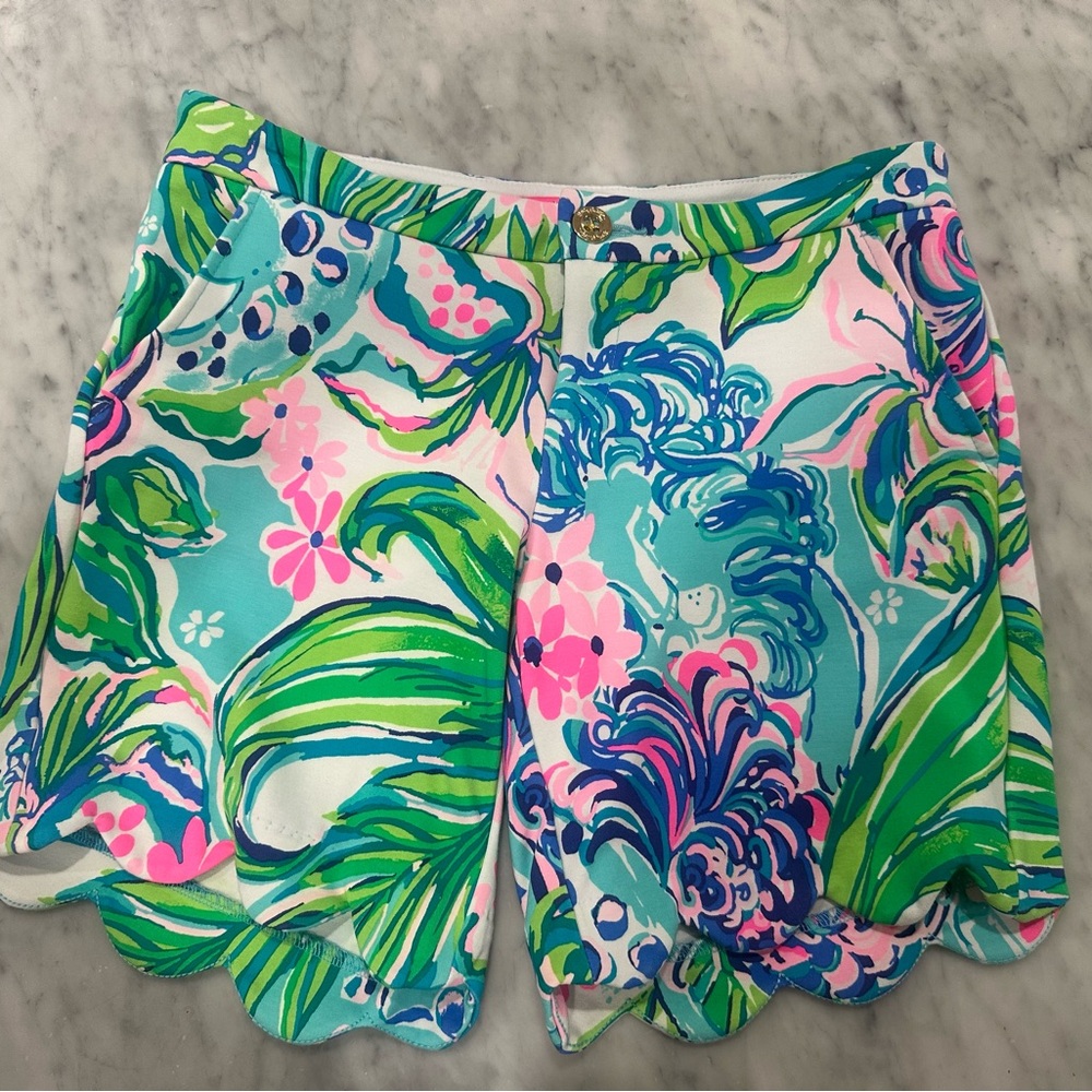 Lilly Pulitzer Women's Floral Darci Knit Shorts Kitten Around size 2 never worn